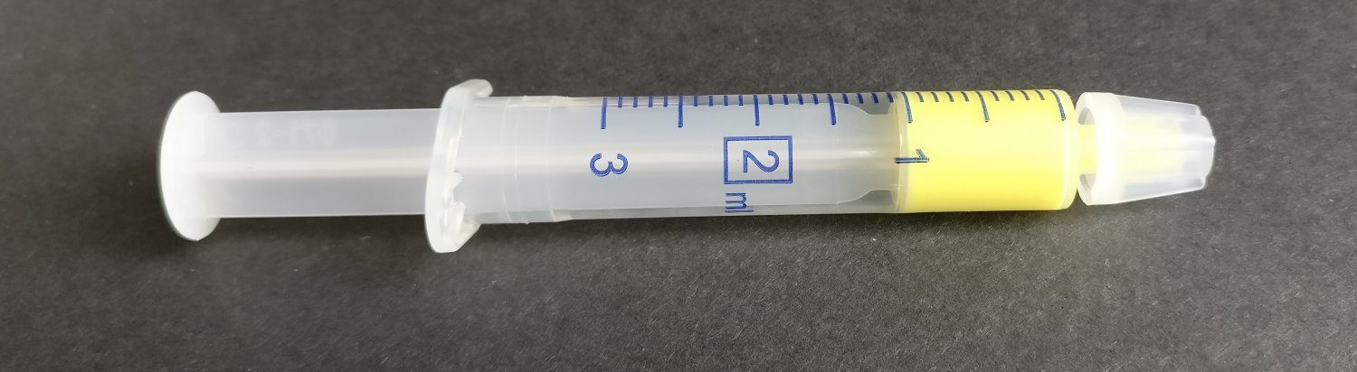 Sticky gel in a syringe (lasts 3 months)