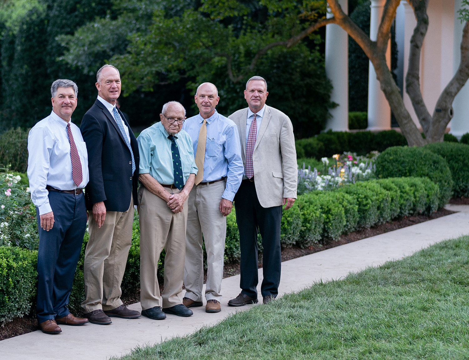 Saunders family attend White House Rose Garden reception L to R: Jim, Tom, Paul, Bennett, and Robert SaundersPhoto by White House Photo Office